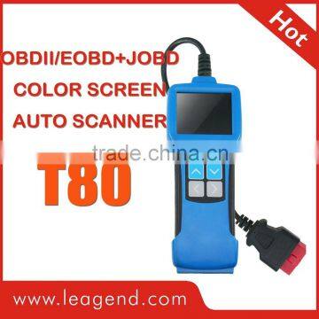 Car diagnostic code reader, auto scanner for all cars JOBD/OBD2/EOBD T80-live data and datastream graph supporting