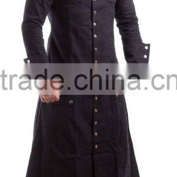 GOTHIC BUTTON STYLE COTTON LONG COAT BLACK COLOR