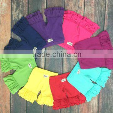 Solid color kids shorts fashion style wholesale cotton short shorts high quality ruffled shorties baby