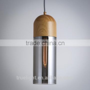 glass pendant chandelier light with iron in wood grain paint china supplier