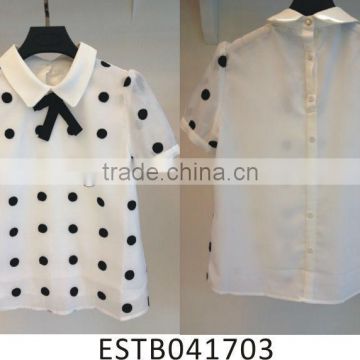 Ladies cute and with dot printed chiffon gauze blouses