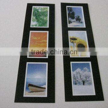 Black Color White Core Double Mat Board with Three Opening for Picture Frames