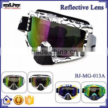 BJ-MG-013A Manufacturer Adult Reflective Beard Frame custom racing motorcycle goggle