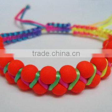 Neon colored beads braided handmade bracelets for girls