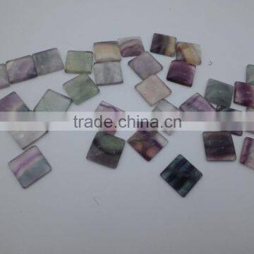 Wholesale Single Puffy Rainbow fluorite cabochons natural square stones