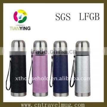 colorful vacuum flasks stainless steel with leather sheath