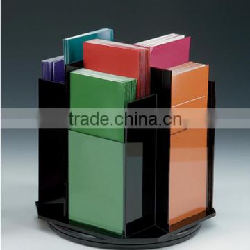 8-Pocket Acrylic Literature Holder for Tabletop, Rotating, Fits 4x9 Pamphlets - Black(LH-B-0187)