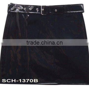 Women's Black Short PVC Skirt