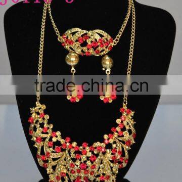 J0113-3 colourful stones plated gold jewelry set for nigeria wedding / party