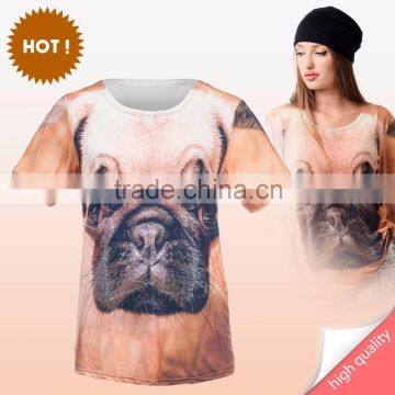 Top selling Low MOQ custom wholesale fashion plus size pug printed t-shirt for ladies fashion wear                        
                                                Quality Choice