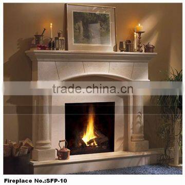 Hand Carved Statuary Streamline Stone Column Fireplace