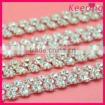 wholesale bling bling crystal bow-knot shape rhinestone cup chain for dress WRC-227