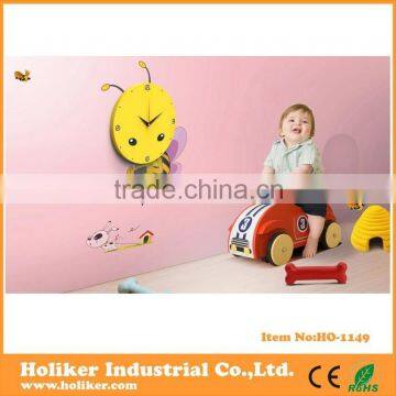 Bee Shape 3D Sticker Wall Clock Kids Clock