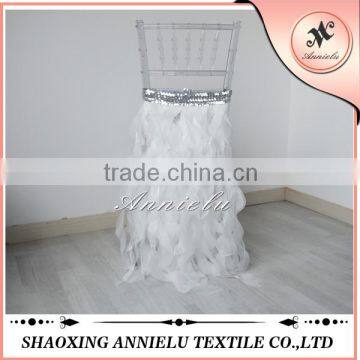 Fancy white ruffle organza chair sash