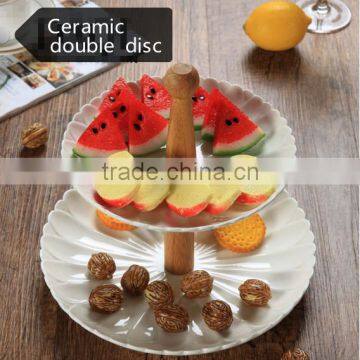 Two Layers of Fruit Cake Dessert Ceramic Double Disc HY1671602