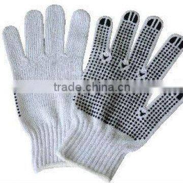 Polyest/Cotton knitted gloves with pvc dots on palm