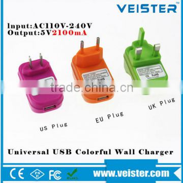 Veister 2016 universal colorful usb wall charger for iphone4s