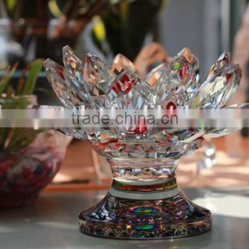 Nice colorful high quality lotus Crystal candle holder