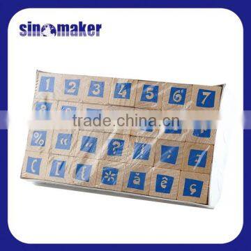 Custom DIY Symbols Alphabet Rubber Wood Stamp Set for Kids Education photo-2