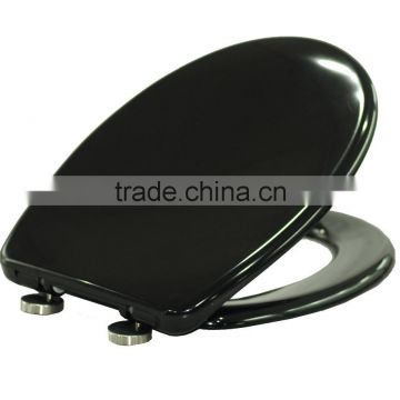 Soft close and Quick Release Toilet Seat Cover in black color design for bathroom