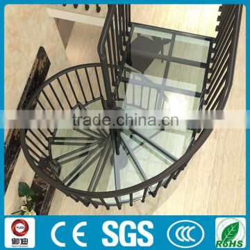 Australia Standard Black Color Aluminum Frame Indoor Glass Spiral Stair