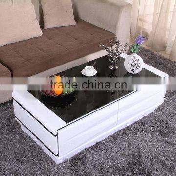 MDF Coffee Table White High Gloss Center Table Coffee Tables With Drawer Quality Choice photo-2