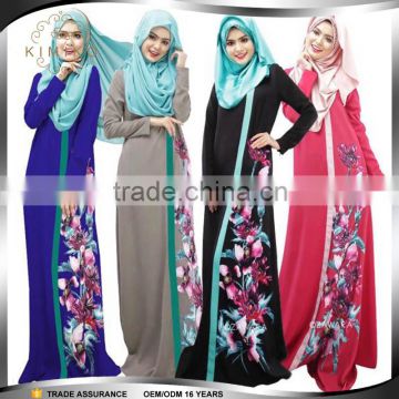 2016 Fashion design Dubai Abaya Ethnic Dress Muslim Dress With print Islamic Clothing