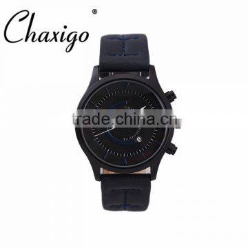 2016 New Products Wrist Watches Men Leather Sports Watches Quartz Gun Black Case Silicon Leather Watch
