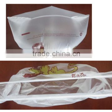 Plastic t-shirt shopping bags on roll