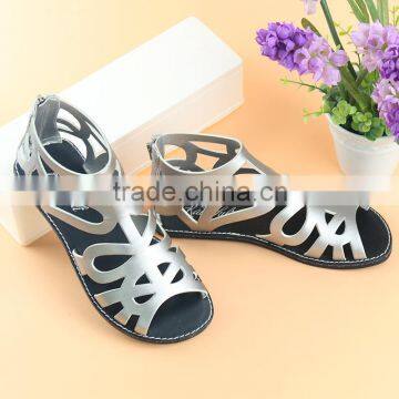 Foreign Trade Fashion Girls Princess Shoes Sandals Hollow Fish Mouth Flat Children Sandals Shoes a Silver on Behalf of Rome photo-3