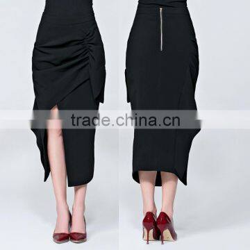 Womens Asymmetrical Banded Waist Wrap Cut Out Hi Low Maxi Skirt OEM Skirt Factory Supplier