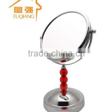 Red acrylic beads free standing metal mirror