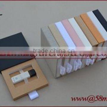 Fabric Linen USB Gift Boxes Wedding Packaging USB Box