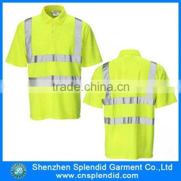Hi-vis Safety Yellow Polo t Shirt , Reflective Tape T-shirt