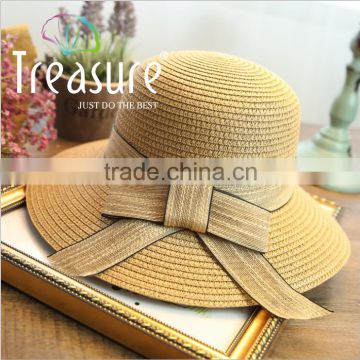 Wholesale hot selling summer beach big brim fashion straw hat hat with drawstring custom hat for your design