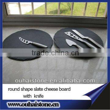 Natural surface rough edge round slate tray