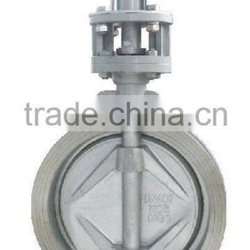 Flanged butterfly valve with electric actuator