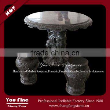 Black natual carved stone table sets