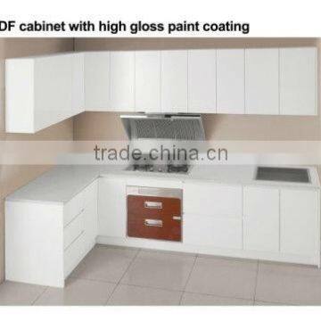 Kitchen cabinet with high gloss paint coating