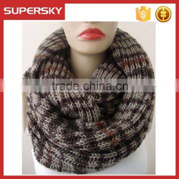 V-433 New fashion unisex winter warm Infinity large loop cowl scarf crochet circle cable loop scarf