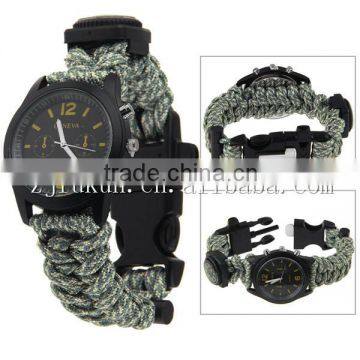 Handmade Paracord Polyester Watch Fashion Paracord Watch With Compassm Flint Whistle photo-2