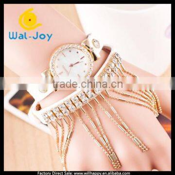 vogue vintage smart tassels with diamonds double wrap bracelet watch(WJ-3485)