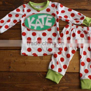 Children Christmas Pajamas/organic Cotton Pajamas Red&green Dot&stripe photo-2