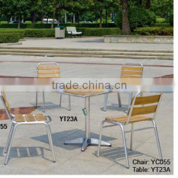 outdoor furniture simple leisure aluminum chairs table wooden garden set YC055 YT23A