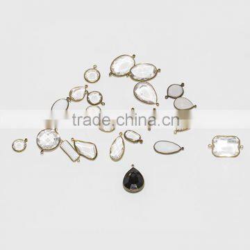 faux crystal charms acrylic stone brass iron ring channels