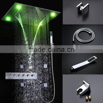 6 JET cold hot water shower head rain body massage shower jets with handle shower remote control led light