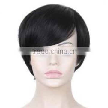 6" short synthetic wig black color accept paypal