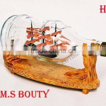 HMS BOUTY SHIP IN HENESSY BOTTLE, UNIQUE NAUTICAL STYLE - HANDICRAFT PRODUCT