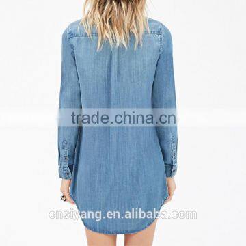 Latest Denim Shirt Dress,Women Fashion New Design Causal Classic Wear