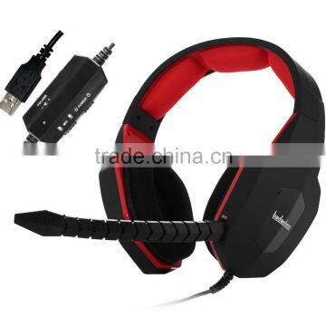 2016 hot sell 7.1 Virtual Surround Sound PC Gaming Headset headphone with removable mic & LED lighting